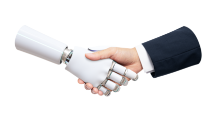 PNG Robot png handshake human, collage element, transparent background