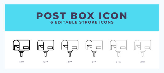 Post box line icon with different stroke. Vector illustration.