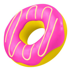 Pink donut png 3D sticker, transparent background