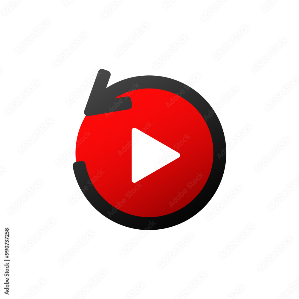 Aufkleber red minimalist play button icon. simple red play button.