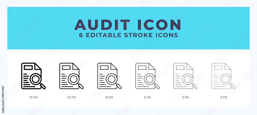 Poster audit line icon for websites and apps. vector illustration with editable stroke.