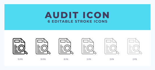Audit line icon for websites and apps. Vector illustration with editable stroke.