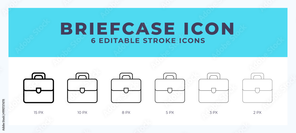 Poster briefcase icon with different stroke. editable stroke. vector illustration.
