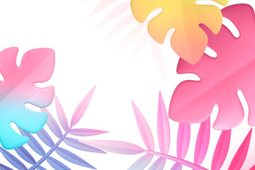 3D leaf png frame, colorful gradient botanical transparent background