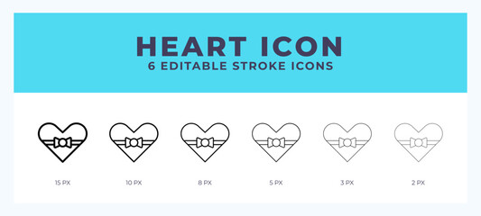 Heart icon in thin line. Bold line. Regular line. Editable stroke.