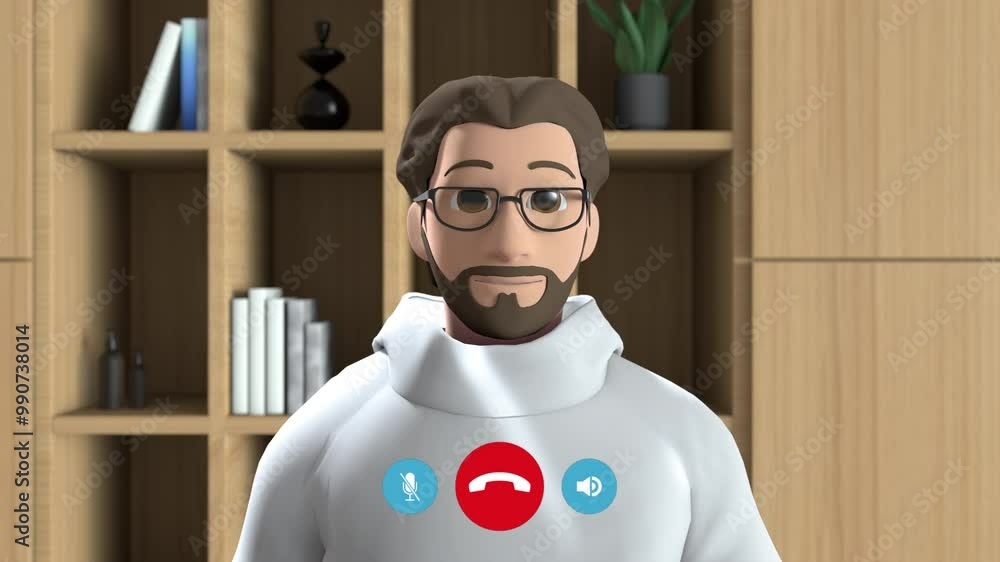 Fototapete 3d animated avatar in a video call interface, advanced virtual communication technology. ai virtual 