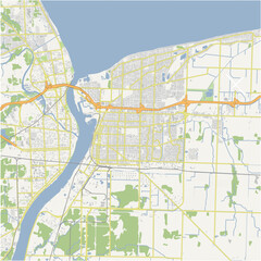 Obraz premium Map of Sarnia in Canada in a normal road map style. Contains layered vector with roads water, parks, etc.