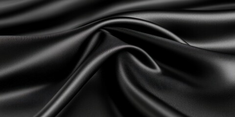 A close-up of smooth, black fabric showcasing its texture and sheen.