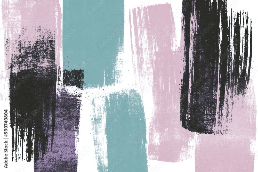 Poster Abstract brushstroke design featuring pastel colors and bold contrasts.