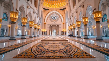 Obraz premium The magnificent interior design of the mosque with an ancient design