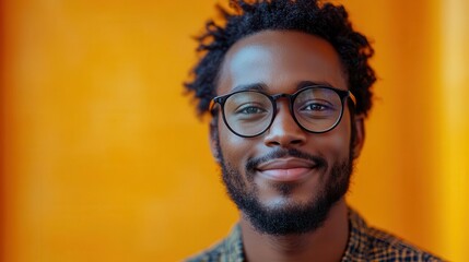 cheerful young man using tablet warm studio lighting genuine smile casual attire diverse representation