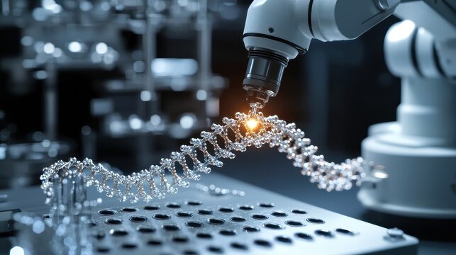 A robot is working on a piece of DNA