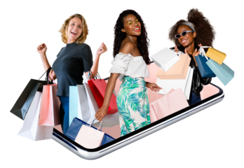 Online shopping png badge sticker, transparent background