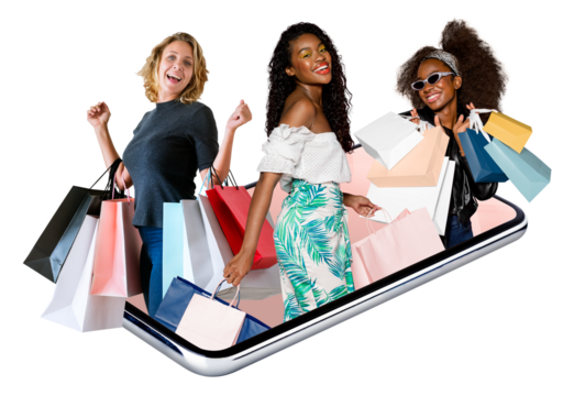 Online shopping png badge sticker, transparent background