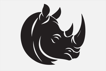 Rhino head  icon vector silhouette.