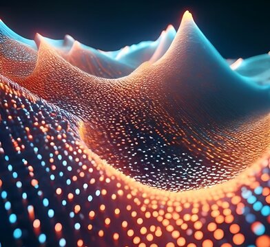 Background with abstract glowing hills, abstract blue background with waves