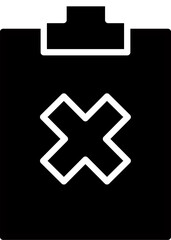 Clipboard with cross icon. Wrong survey icon. Replaceable vector design.