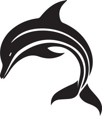 Dolphin Black And White Vector Template 