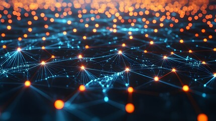 Fototapeta premium Abstract Network with Orange and Blue Lights