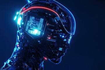 Bioluminescent robot with glowing circuitry display