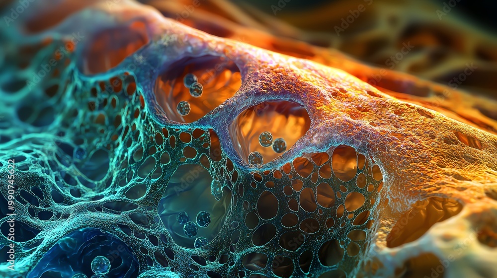 Poster Abstract organic texture with vibrant colors and intricate patterns.