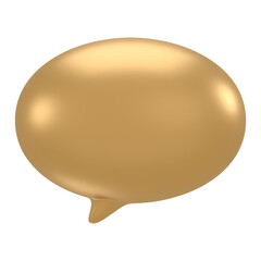 Speech bubble icon  png sticker, 3D gold design, transparent background