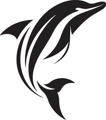 Dolphin Black And White Vector Template 