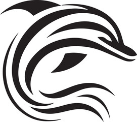 Dolphin Black And White Vector Template 