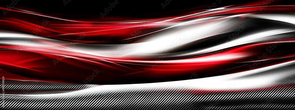Poster abstract background with red, white, and black wavy lines on a textured surface.