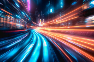 Flowing glowing binary code in a futuristic digital data stream environment