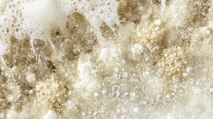 Close-up of foamy liquid with granular texture, suggesting a natural or organic process.
