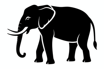 Black elephant silhouette Vector illustration.