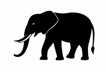 Black elephant silhouette Vector illustration.