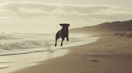 Dog jumping on a beach --ar 16:9 --v 6.1 Job ID: 5168562b-8c45-4583-9888-3bb871d197d9