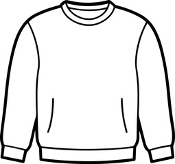 crew neck long sleeve sweatshirt line art vector illustration