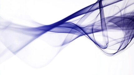 Fototapeta premium Abstract blue smoke-like waves on a white background, creating a sense of fluidity.