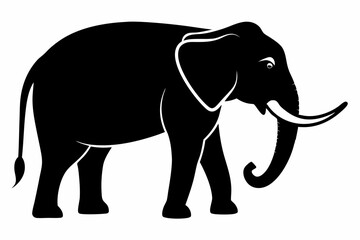 Black elephant silhouette Vector illustration.