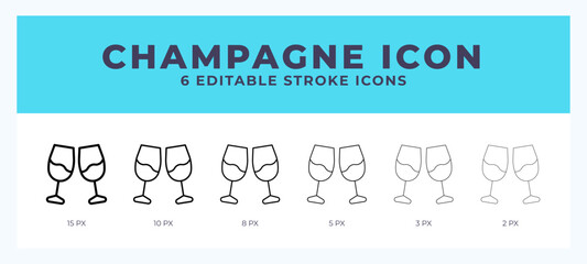 Champagne lineal icon symbol vector. Black outline for web. App. Presentation and more.