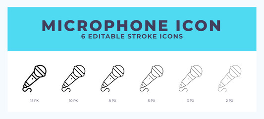 Microphone line icon symbol. Logo. Icon vector illustration with editable stroke.