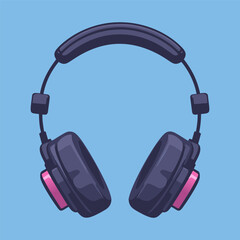 Black and pink headset with a blue background
