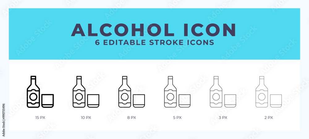 Poster Alcohol stroke icon for web. Mobile apps and ui.