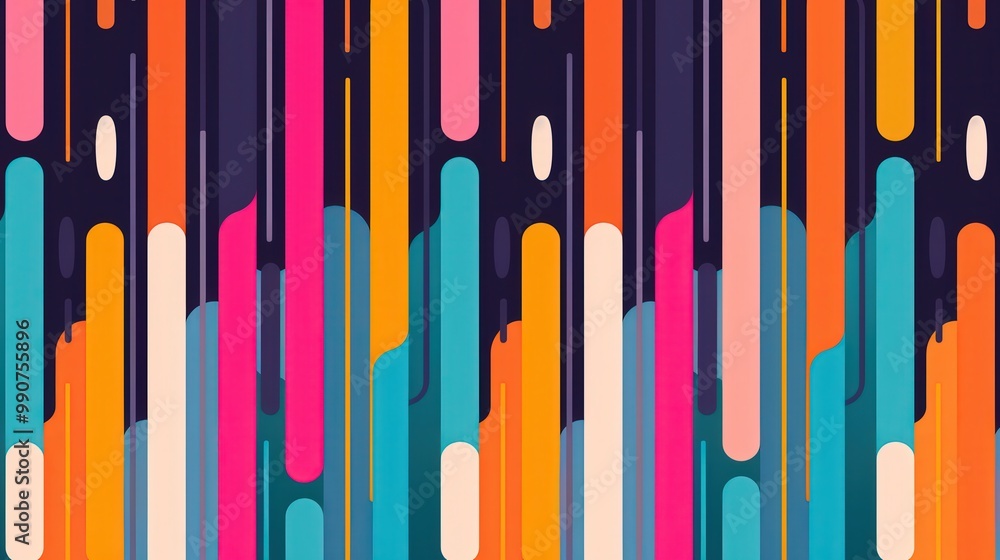 Canvas Prints vibrant soundwave patterns, a dynamic flat design illustration featuring abstract shapes and vivid h