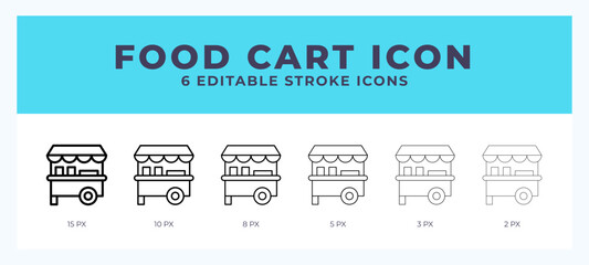 Naklejka premium Food cart icon illustration vector with editable stroke.