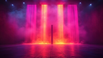 Concept design of a communication tower for a stage background, emphasizing information technology.