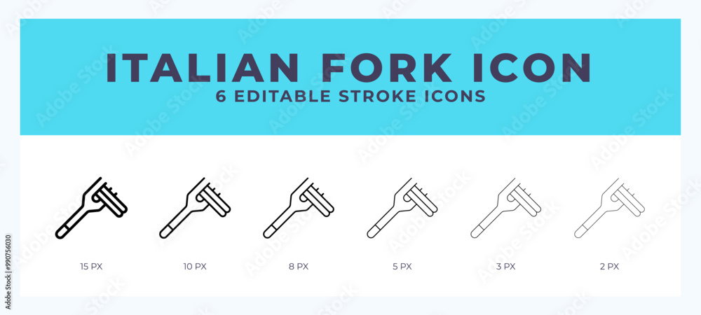 Poster italian fork vector icon for web and app. editable stroke vector illustration