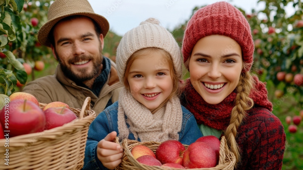 Canvas Prints A family of a man and woman with two children in baskets, AI