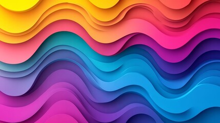 Colorful Abstract Background, Vibrant 3D Wavy Design, Fluid Shapes, Modern Art, Rainbow Spectrum