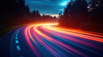 High-speed light trails depicted in a colorful motion effect, symbolizing advanced digital connectivity.