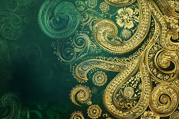 Traditional Diwali background with intricate paisley patterns in gold and maroon