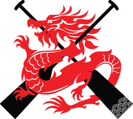 Dragon holding the Oar, Dragon boat racing vector illustration